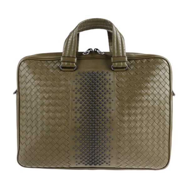 2115043007301 1 Bottega Veneta Intrecciato Lambskin Business Bag Olive