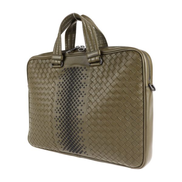 2115043007301 2 Bottega Veneta Intrecciato Lambskin Business Bag Olive