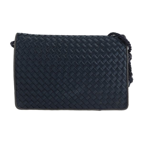 2115043007335 3 Bottega Veneta Intrecciato Shoulder Silk Satin Bag Navy