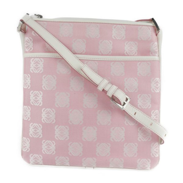 2116063002265 1 Loewe Anagram Canvas Leather Crossbody Bag Pink White