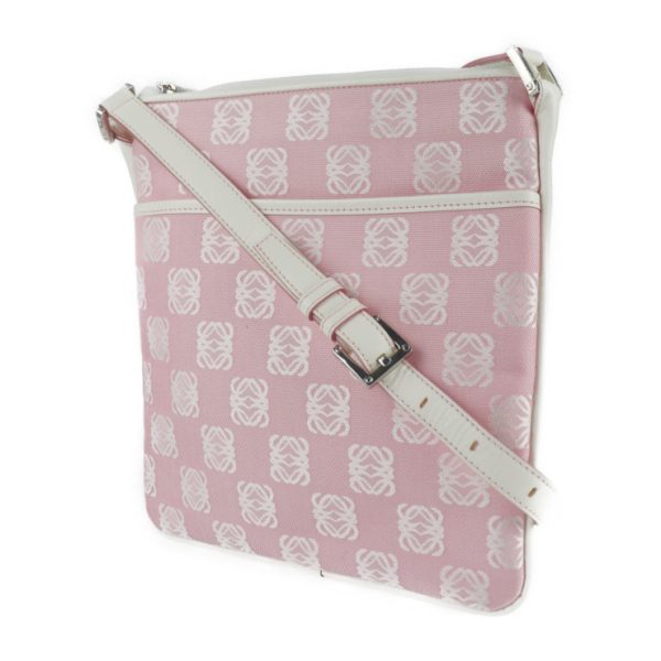 2116063002265 2 Loewe Anagram Canvas Leather Crossbody Bag Pink White