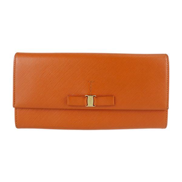 2116063002269 1 Salvatore Ferragamo Vara Long Wallet Orange