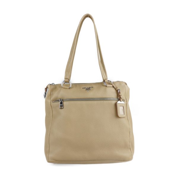 2116123007175 1 Prada Leather Tote Bag Beige