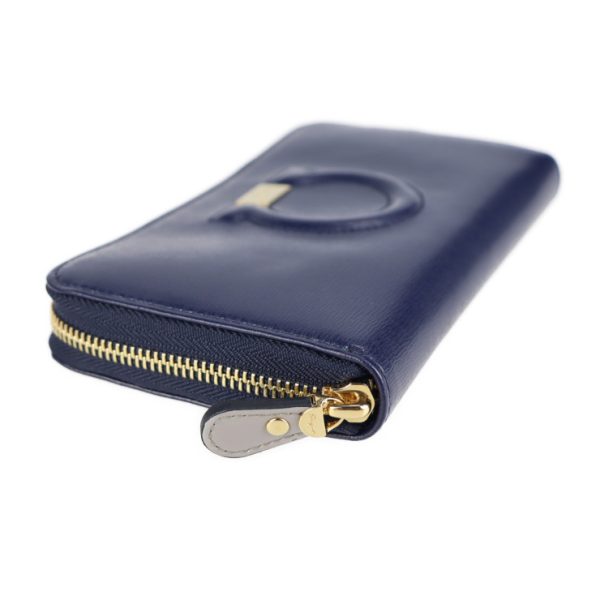 2117053008234 4 Salvatore Ferragamo Gancini Calf Leather Long Wallet Navy