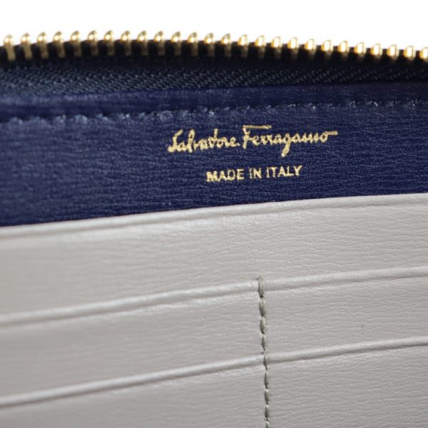 2117053008234 7 Salvatore Ferragamo Gancini Calf Leather Long Wallet Navy