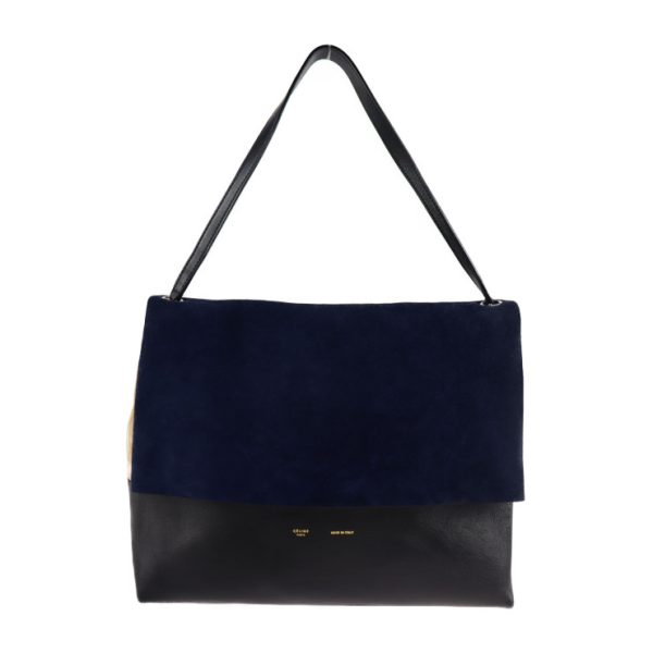 2117063007292 1 Celine All Soft Suede Leather Shoulder Bag Navy Beige Black