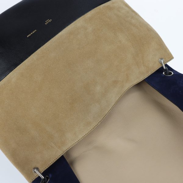 2117063007292 7 Celine All Soft Suede Leather Shoulder Bag Navy Beige Black