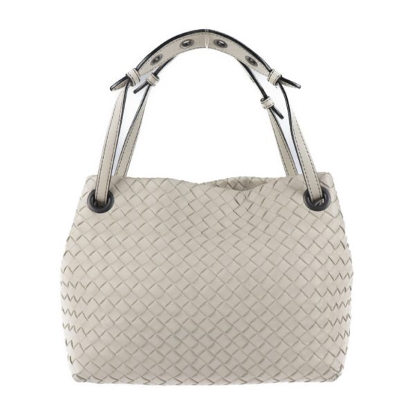 2117063007328 1 Bottega Veneta Intrecciato Leather Handbag Ivory