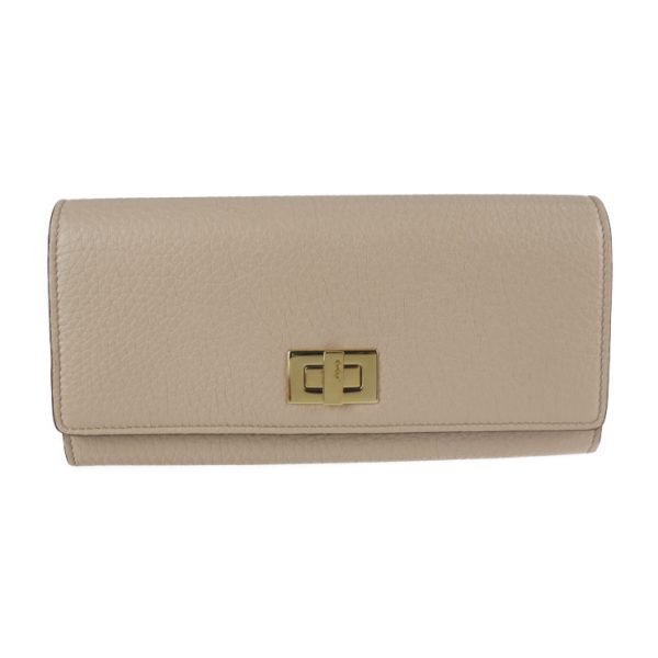 2117063007355 1 Fendi Continental Wallet Peekaboo Calf Leather Pink Beige