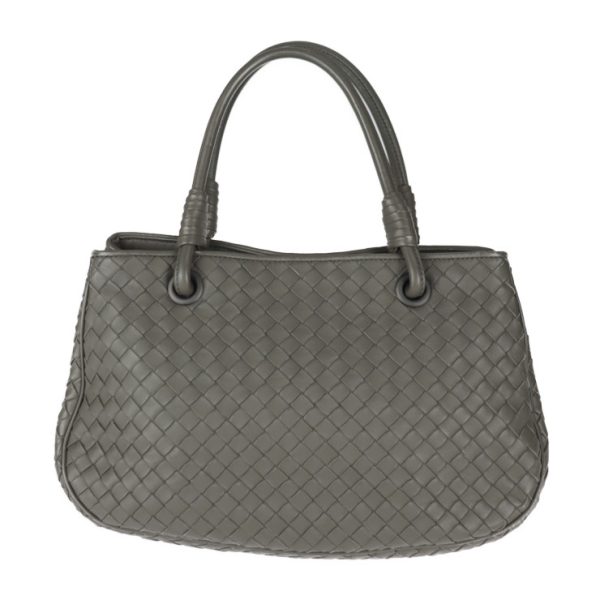 2117103008190 1 Bottega Veneta Satchel Intrecciato Leather Handbag Gray