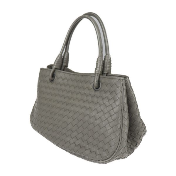 2117103008190 2 Bottega Veneta Satchel Intrecciato Leather Handbag Gray