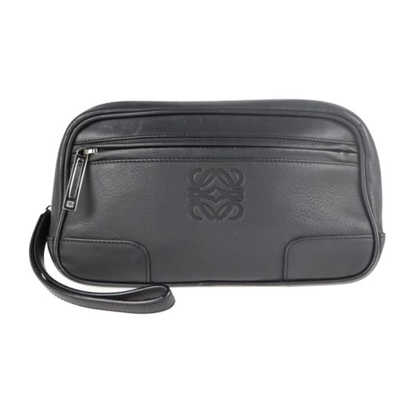 2118023007345 1 Loewe Anagram Leather Clutch Bag Black