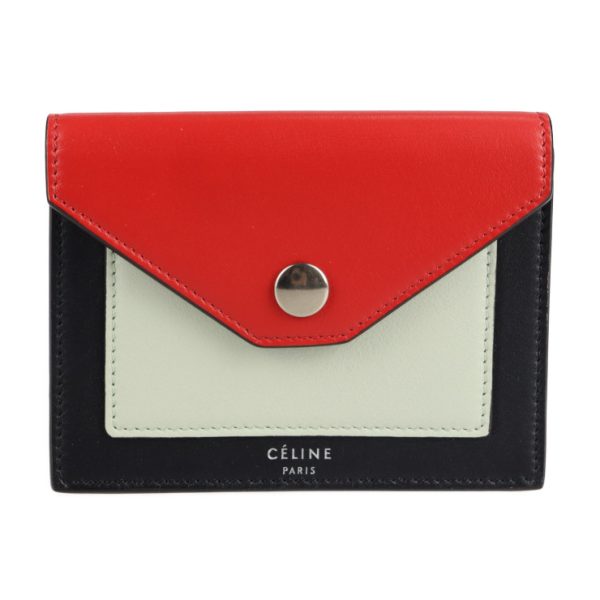 2118053002239 1 Celine Pocket Card Holder Leather Black Red Mint Green