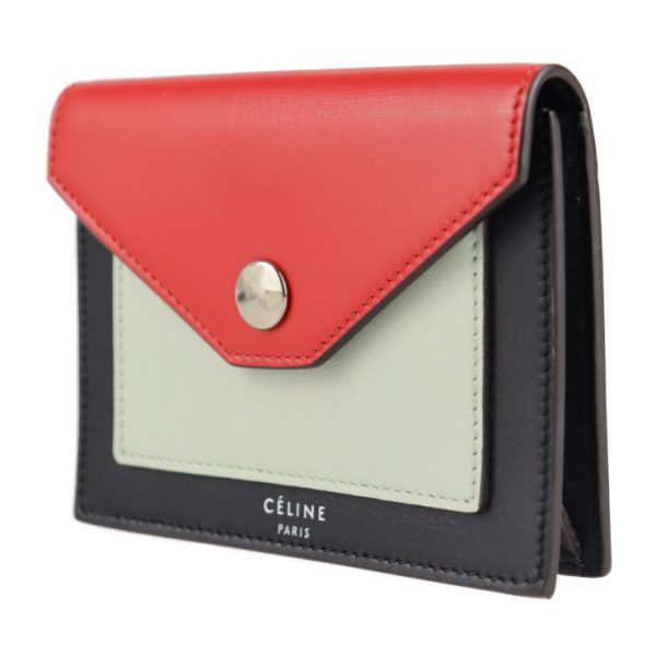 2118053002239 2 Celine Pocket Card Holder Leather Black Red Mint Green