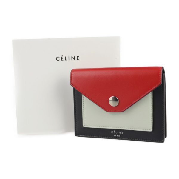 2118053002239 7 Celine Pocket Card Holder Leather Black Red Mint Green