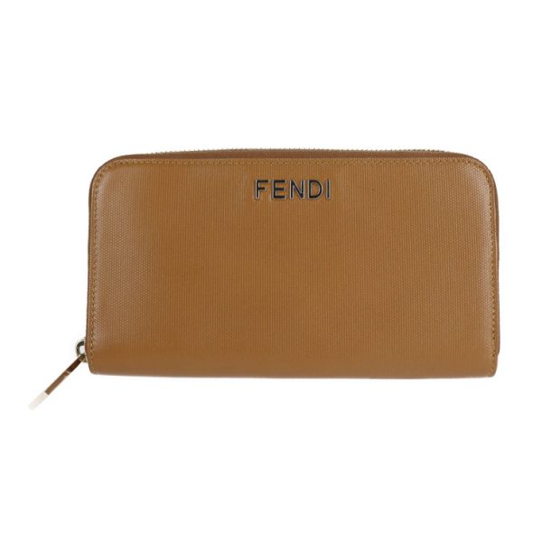 2118053002272 1 Fendi Leather Long Wallet Brown Round Zipper