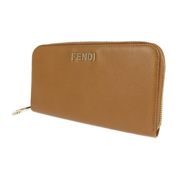 2118053002272 2 Fendi Leather Long Wallet Brown Round Zipper