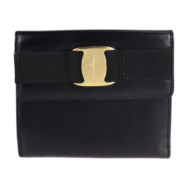 2118053002276 1 Salvatore Ferragamo Vara Calf Leather Bifold Wallet Black