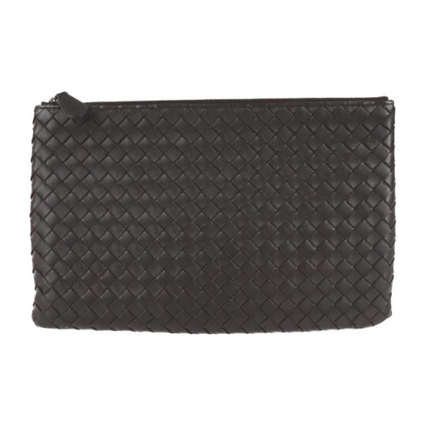 2118073008220 1 Bottega Veneta Intrecciato Leather Clutch Bag Espresso