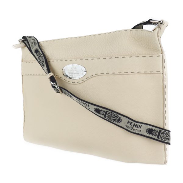 2118073008222 2 Fendi Selleria Leather Shoulder Bag Ivory Large