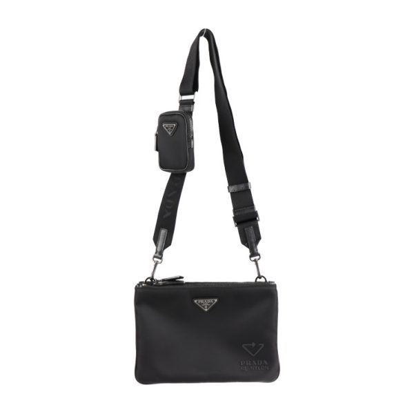 2118113007190 1 Prada Re Nylon Leather Crossbody Bag Black