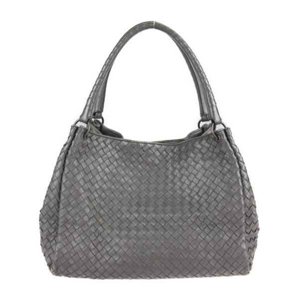 2118113007211 1 Bottega Veneta Parachute Intrecciato Leather Handbag Gray