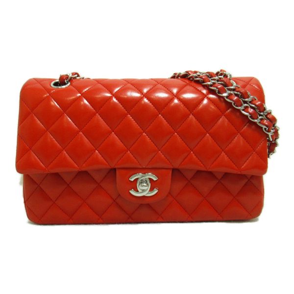 2118300043608 4 Chanel Matelasse W Flap Chain Shoulder Bag Lambskin Red