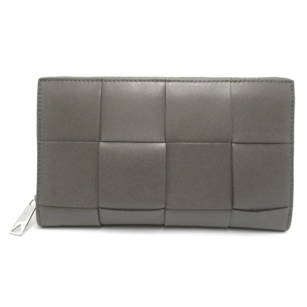 2118400125938 1 Bottega Veneta Round Long Wallet Leather Gray