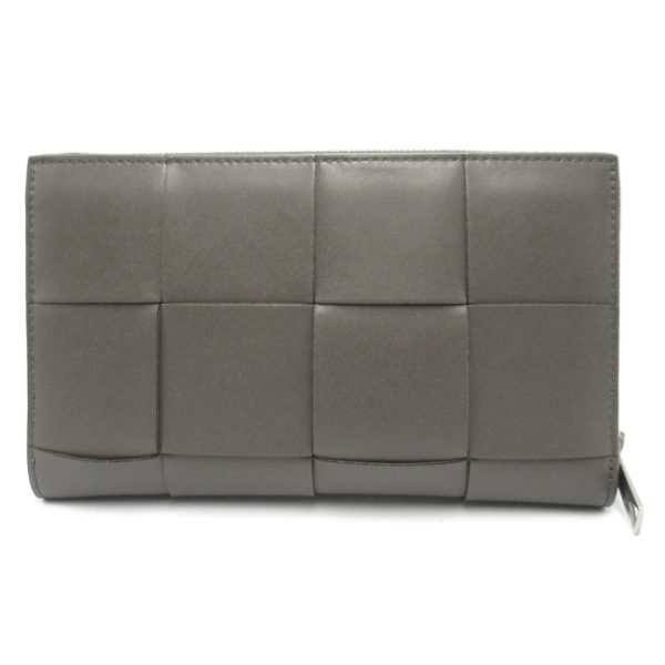 2118400125938 2 Bottega Veneta Round Long Wallet Leather Gray