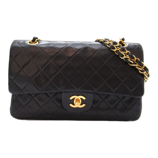 2118700056345 3 Chanel Matelasse Double Flap Chain Shoulder Bag Lambskin Black