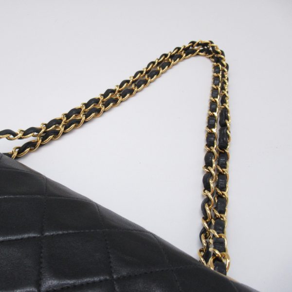 2118700056345 9 Chanel Matelasse Double Flap Chain Shoulder Bag Lambskin Black