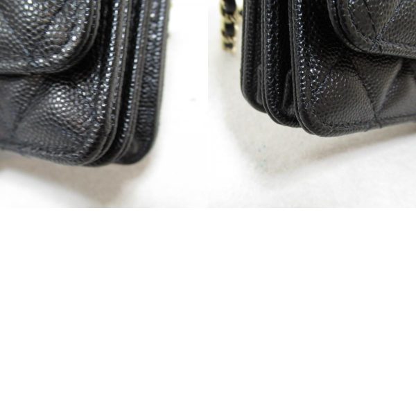 2118700058141 11c Chanel Mini Chain Wallet Caviar Skin Shoulder Bag Black