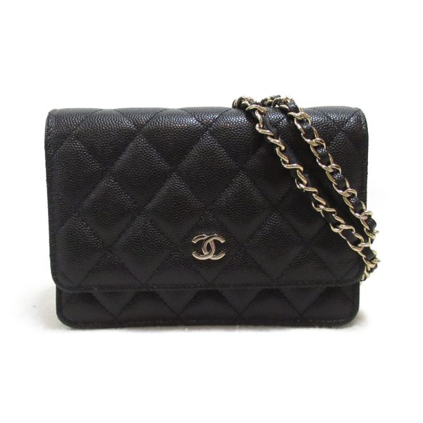 2118700058141 3 Chanel Mini Chain Wallet Caviar Skin Shoulder Bag Black