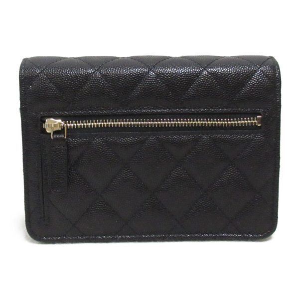 2118700058141 4 Chanel Mini Chain Wallet Caviar Skin Shoulder Bag Black