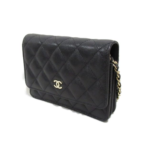 2118700058141 5 Chanel Mini Chain Wallet Caviar Skin Shoulder Bag Black