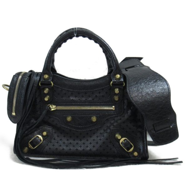 2118800102331 2 Balenciaga Punching Classic Mini City Shoulder Bag Black