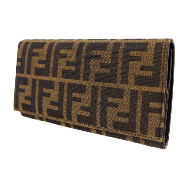 2119053007357 2 Fendi Zucca Canvas Leather Long Wallet Brown Black