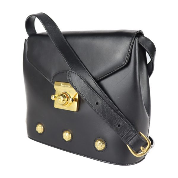 2119083007232 2 Salvatore Ferragamo Leather Shoulder Bag Black