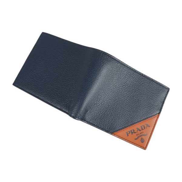 2119083007238 4 Prada Grain Calf Leather Bifold Wallet Blue Orange