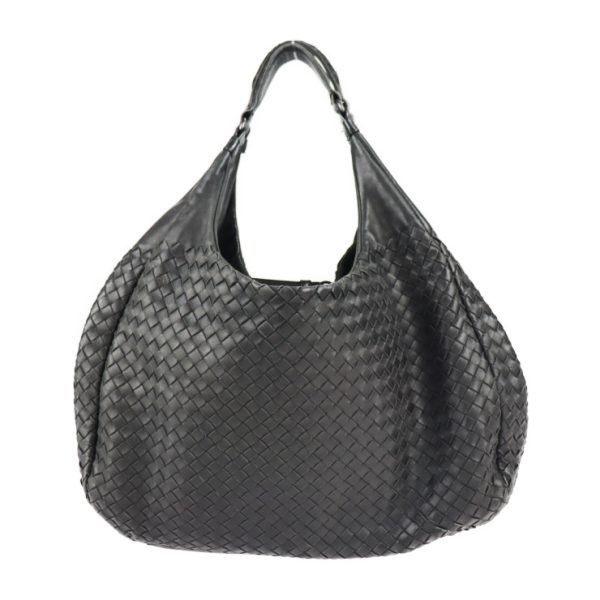 2119083007239 1 Bottega Veneta Campana Large Leather Shoulder Bag Black