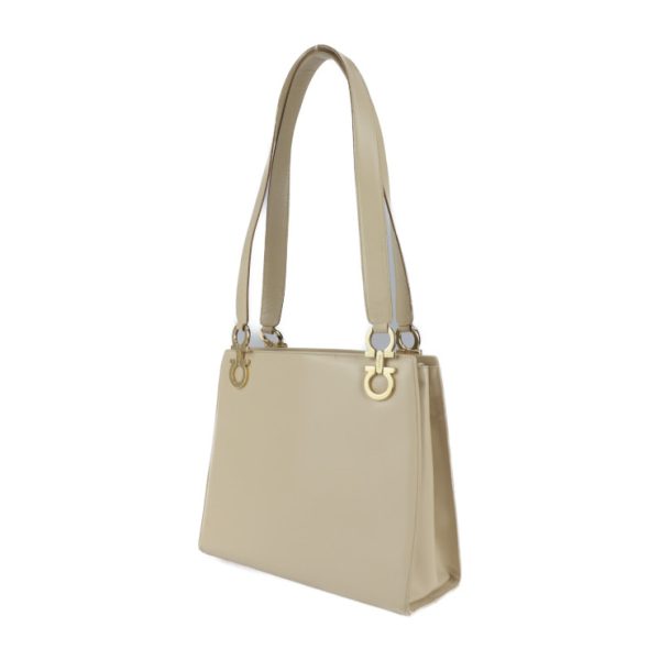 2119083007264 2 Salvatore Ferragamo Gancini Leather Tote Bag Light Beige