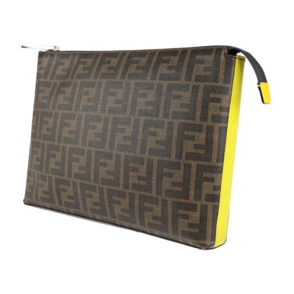 2119093008342 2 Fendi Zucca PVC Clutch Bag Brown Yellow