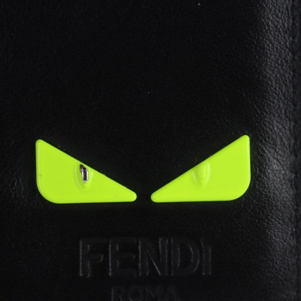 2120013002330 6 Fendi Bugs Eye Monster Card Case Leather Black Yellow