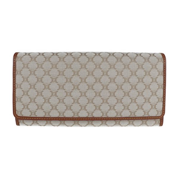 2120013002337 1 Celine Macadam Canvas Leather Long Wallet Beige