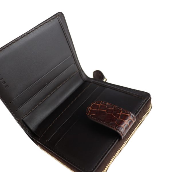 2120013002357 4 Celine Macadam Canvas Crocodile Leather Bifold Wallet Brown