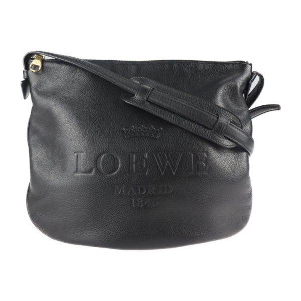 2120063008415 1 Loewe Heritage Logo Leather Shoulder Bag Black