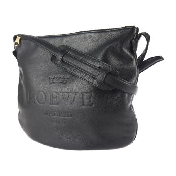 2120063008415 2 Loewe Heritage Logo Leather Shoulder Bag Black