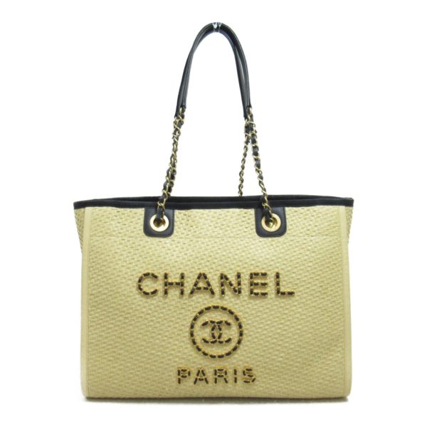 2120100000163 2 Chanel Deauville MM Chain Tote Bag Beige