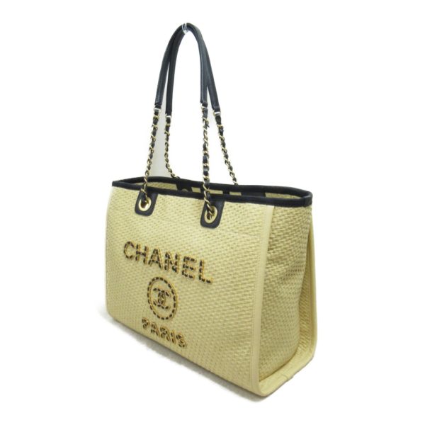 2120100000163 4 Chanel Deauville MM Chain Tote Bag Beige