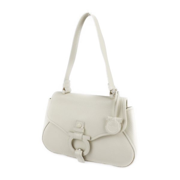 2120123008217 2 Salvatore Ferragamo Gancini Leather Handbag White